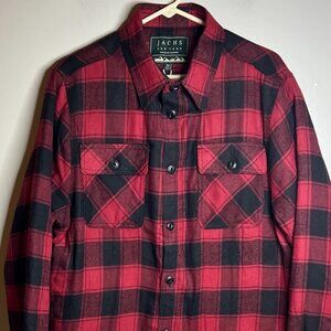 JACHS NEW YORK (Shacket )Black & Red Plaid Sherpa Flannel Shirt Jacket Size M